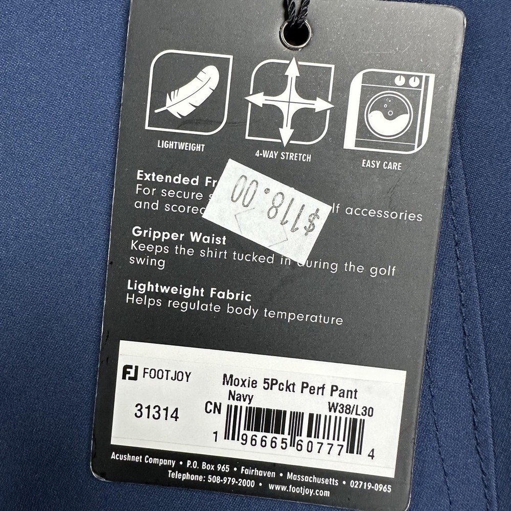 FootJoy Pants Mens 38x30 Blue Moxie 5 Pocket Performance Golf Khakis Stretch - Picture 10 of 15